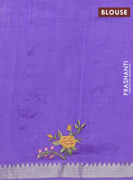 Mangalgiri silk cotton saree lavender with embroidery floral buttas and embroidery border