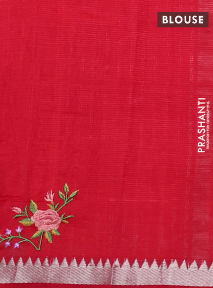 Mangalgiri silk cotton saree red with embroidery floral buttas and embroidery border