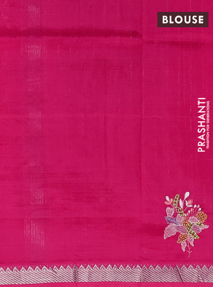 Mangalgiri silk cotton saree pink with embroidery buttas and embroidery border