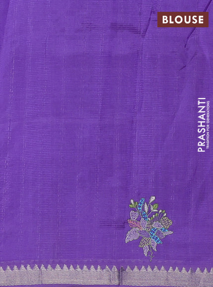 Mangalgiri silk cotton saree lavender with embroidery buttas and embroidery border