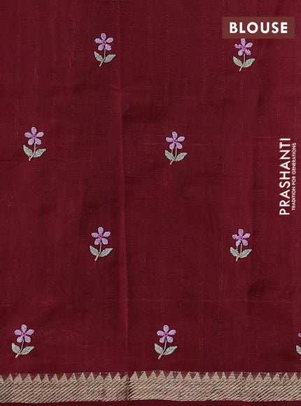 Mangalgiri silk cotton saree maroon with embroidery floral buttas and embroidery border