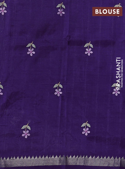 Mangalgiri silk cotton saree purple with embroidery floral buttas and embroidery border