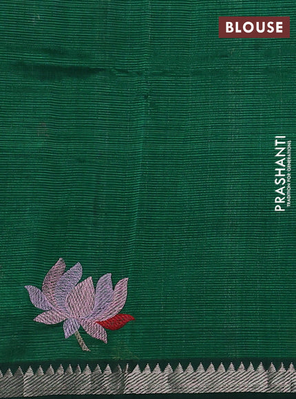 Mangalgiri silk cotton saree green with embroidery floral buttas and embroidery border