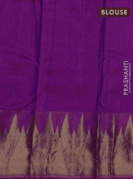 Pure kanchipuram silk saree purple with allover zari woven 1000 buttas and temple design zari woven border