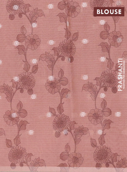 Art kota saree beige and peach with allover kalamari prints & embroidery work and zari woven border