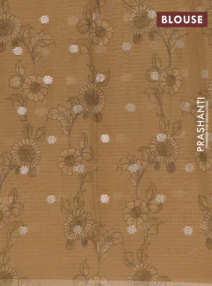 Art kota saree sandal and dark sandal with allover kalamari prints & embroidery work and zari woven border