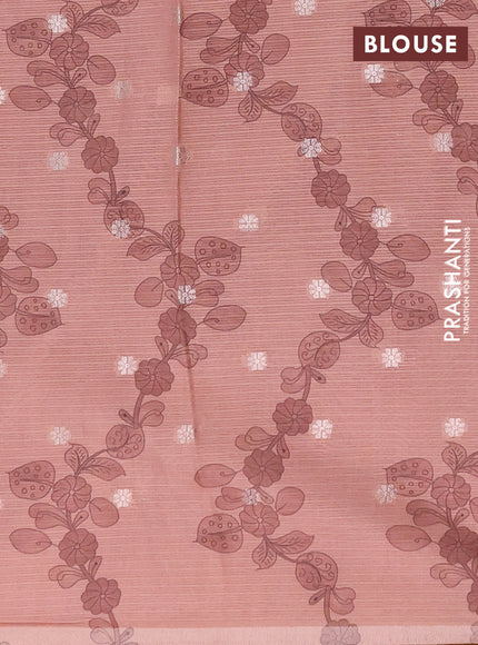 Art kota saree beige and peach with allover kalamari prints & embroidery work and zari woven border