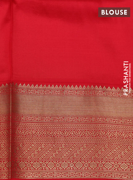 Pure kanchipuram silk saree purple and red with allover floral digital prints and rich zari woven border