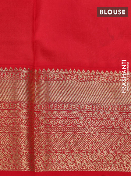 Pure kanchipuram silk saree chikku shade and red with allover floral digital prints and rich zari woven border