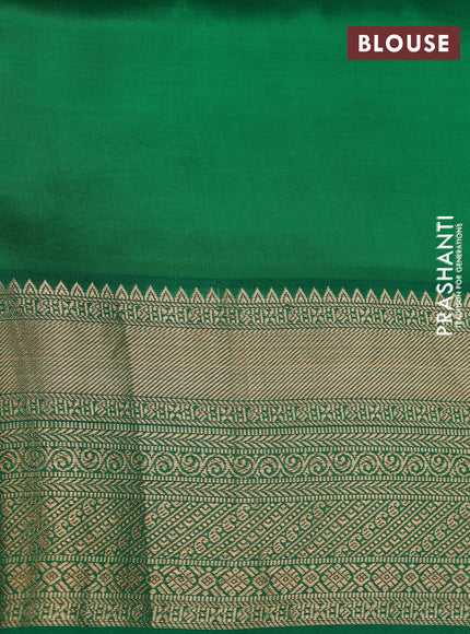 Pure kanchipuram silk saree black and green with allover floral digital prints and rich zari woven border