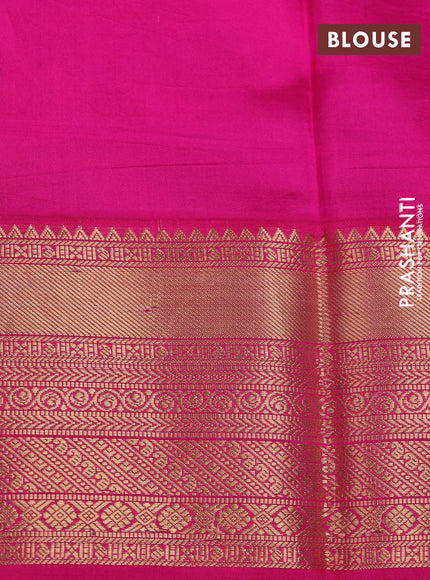 Pure kanchipuram silk saree light pink and pink with allover floral digital prints and rich zari woven border