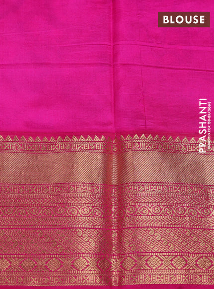 Pure kanchipuram silk saree light pink and pink with allover floral digital prints and rich zari woven border