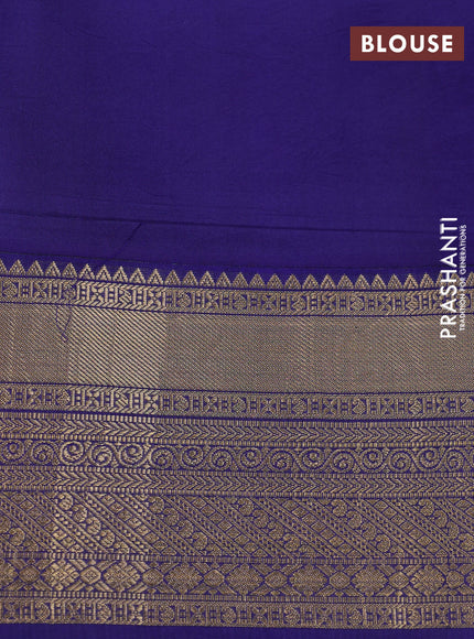 Pure kanchipuram silk saree teal blue and dark blue with allover floral digital prints and rich zari woven border