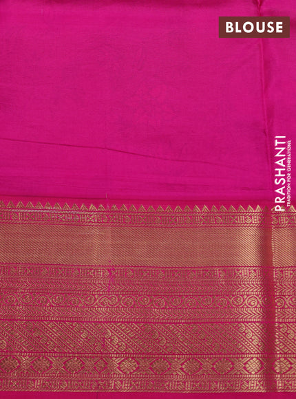 Pure kanchipuram silk saree pista green and pink with allover floral digital prints and rich zari woven border
