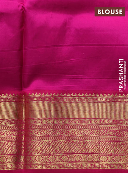 Pure kanchipuram silk saree pastel blue and pink with allover floral digital prints and rich zari woven border