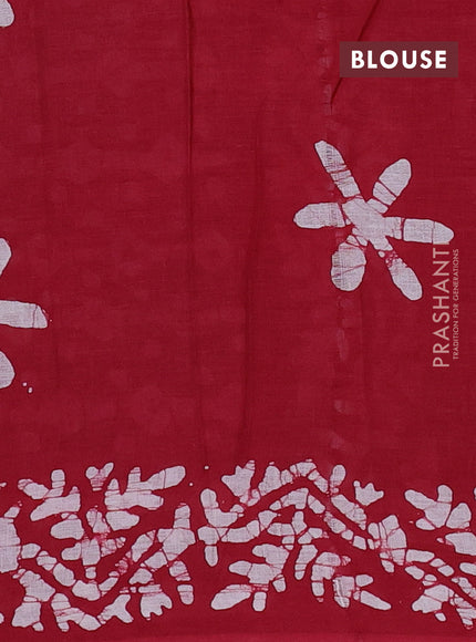 Batik cotton saree lavender and maroon with allover prints and batik printed border