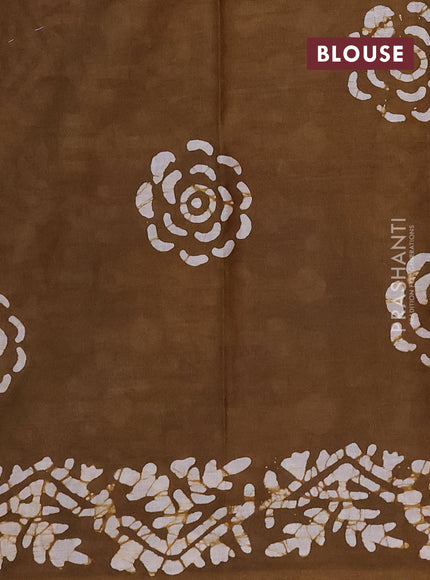Batik cotton saree pink and mustard green with allover prints and batik printed border