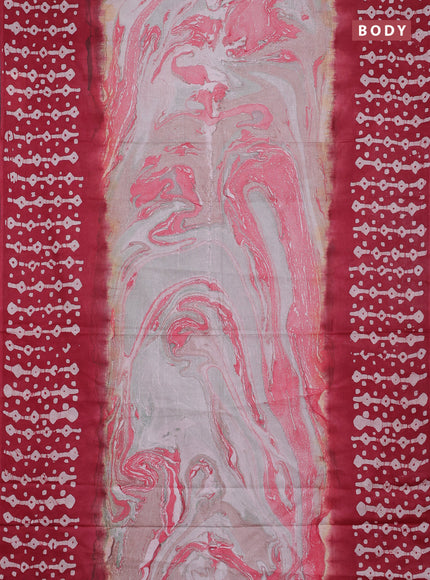 Batik cotton saree multi colour and maroon with allover prints and batik printed border