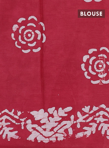 Batik cotton saree multi colour and maroon with allover prints and batik printed border