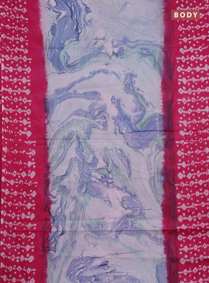 Batik cotton saree multi colour and pink with allover prints and batik printed border