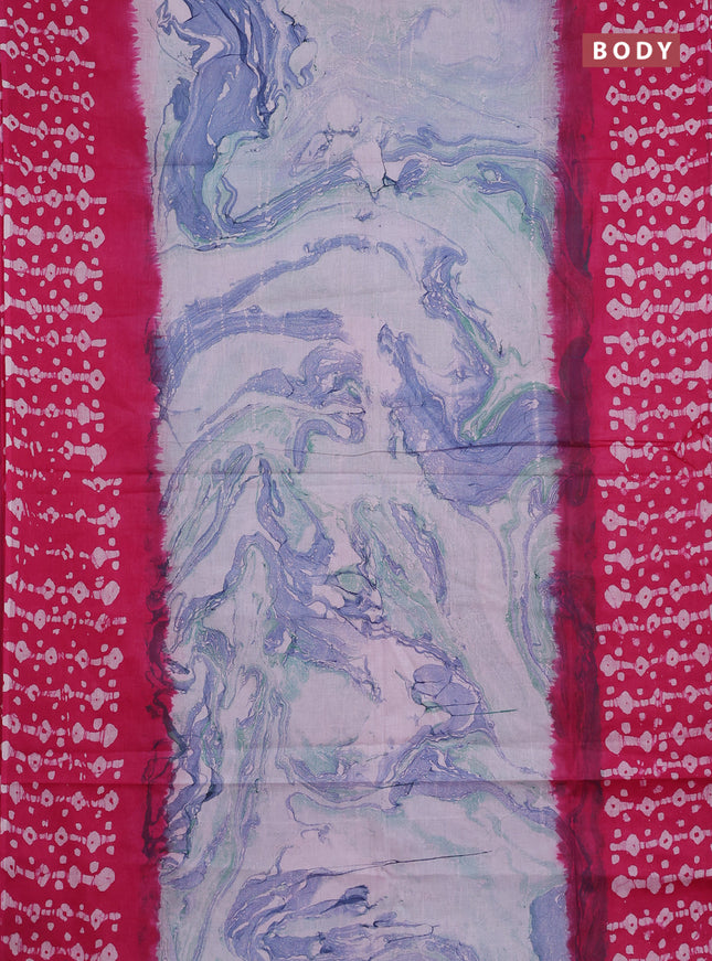 Batik cotton saree multi colour and pink with allover prints and batik printed border