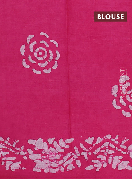 Batik cotton saree multi colour and pink with allover prints and batik printed border