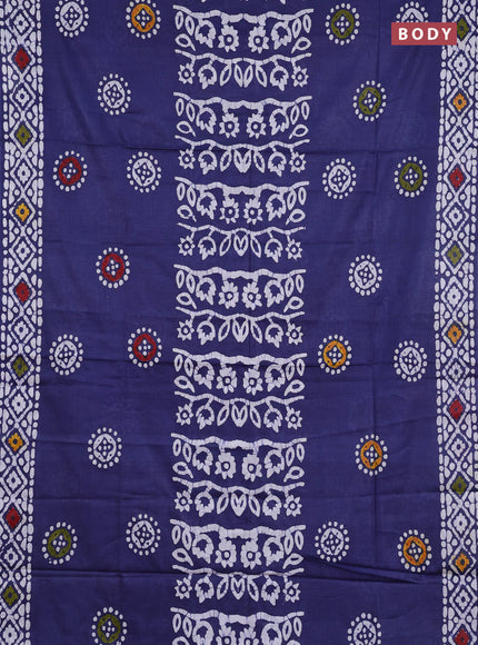 Batik cotton saree greyish blue with batik butta prints and batik printed border