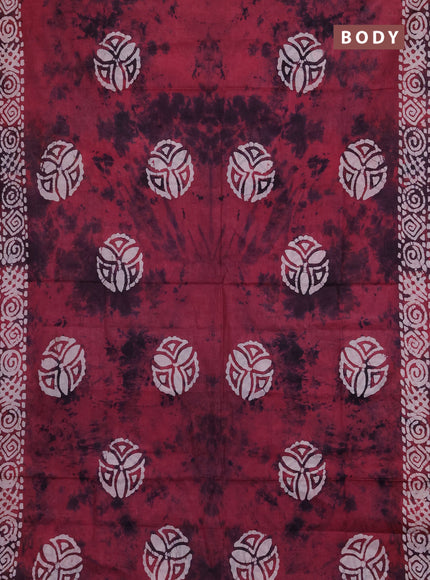 Batik cotton saree pink with batik butta prints and batik printed border