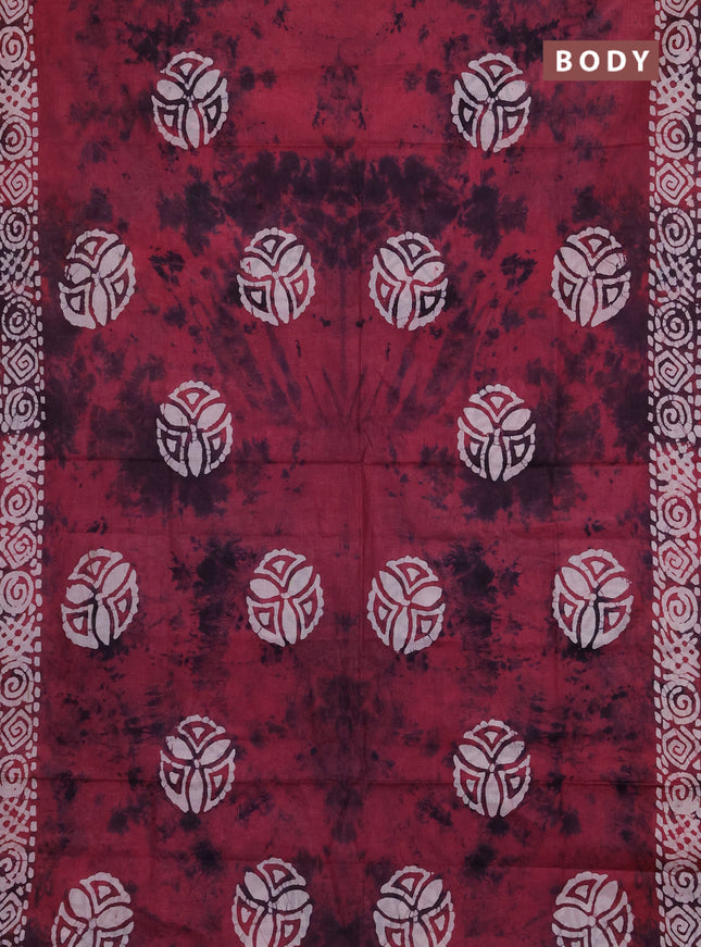 Batik cotton saree pink with batik butta prints and batik printed border
