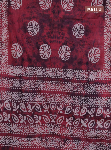 Batik cotton saree pink with batik butta prints and batik printed border