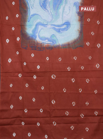 Batik cotton saree multi colour and rust shade with allover prints and batik printed border