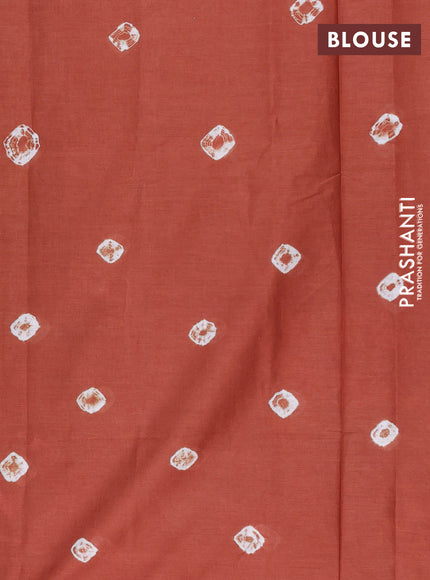 Batik cotton saree multi colour and rust shade with allover prints and batik printed border