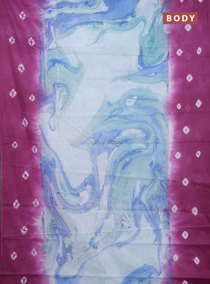 Batik cotton saree magenta pink with allover prints and batik printed border