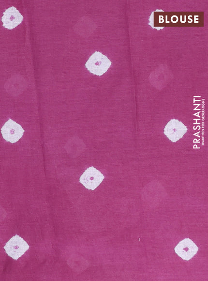 Batik cotton saree magenta pink with allover prints and batik printed border