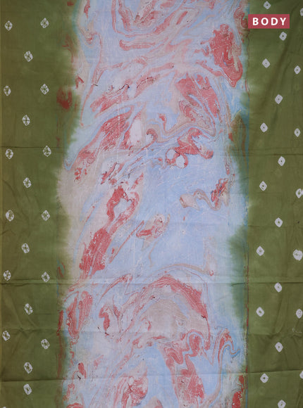 Batik cotton saree multi colour and mehendi green with allover prints and batik printed border