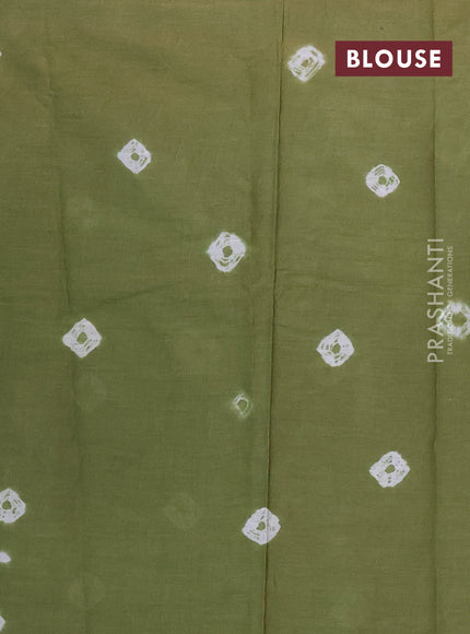 Batik cotton saree multi colour and mehendi green with allover prints and batik printed border