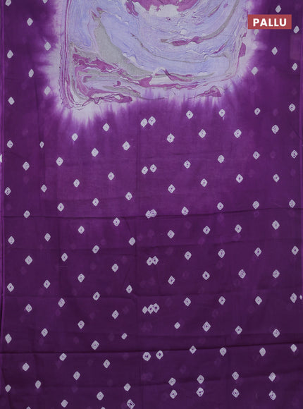 Batik cotton saree multi colour and purple with allover prints and batik printed border