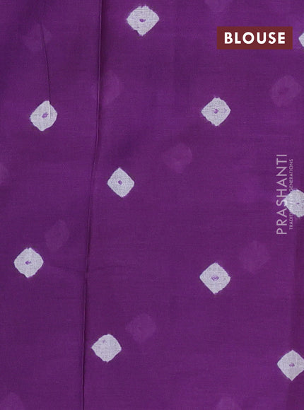 Batik cotton saree multi colour and purple with allover prints and batik printed border