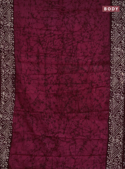 Batik cotton saree pink and wine shade with allover prints and batik printed border