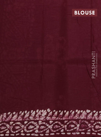 Batik cotton saree pink and wine shade with allover prints and batik printed border