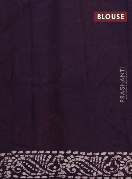 Batik cotton saree wine and deep wine with allover prints and batik printed border
