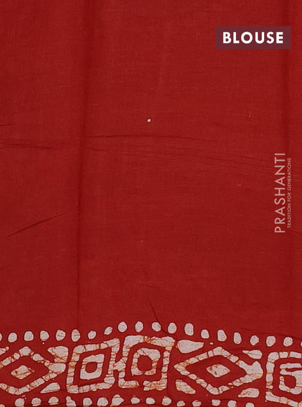 Batik cotton saree rust shade with allover prints and batik printed border