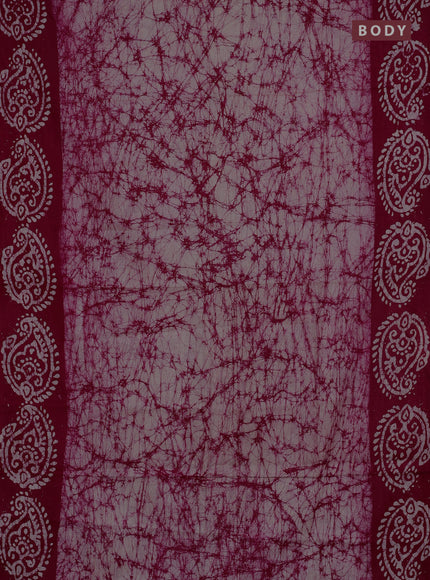 Batik cotton saree pink with allover prints and batik printed border