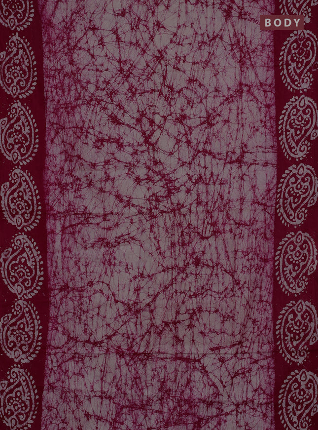 Batik cotton saree pink with allover prints and batik printed border