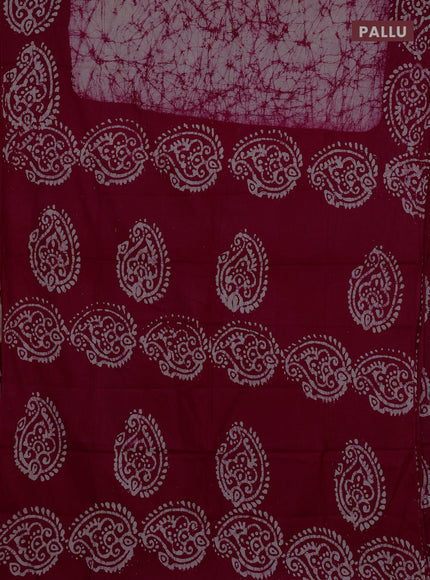 Batik cotton saree pink with allover prints and batik printed border