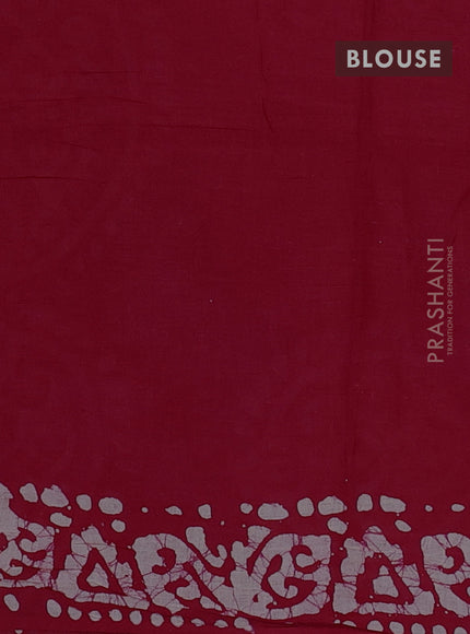 Batik cotton saree pink with allover prints and batik printed border