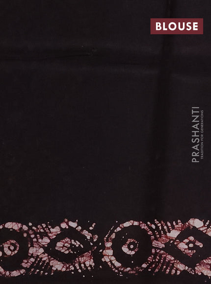 Batik cotton saree deep maroon and coffee brown with allover prints and batik printed border