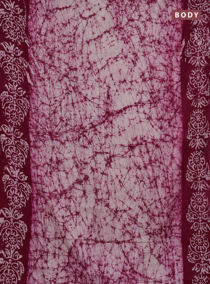 Batik cotton saree pink with allover prints and batik printed border