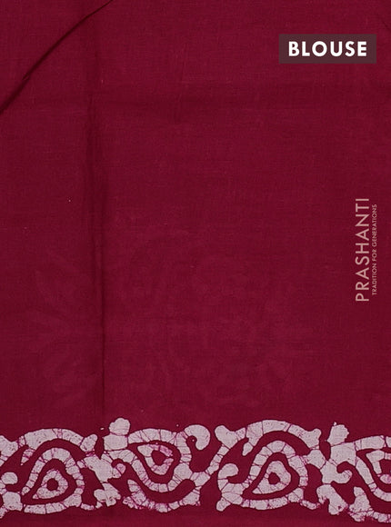 Batik cotton saree pink with allover prints and batik printed border