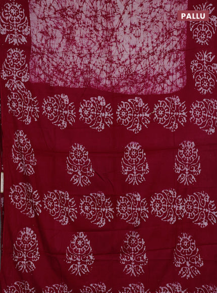 Batik cotton saree pink with allover prints and batik printed border
